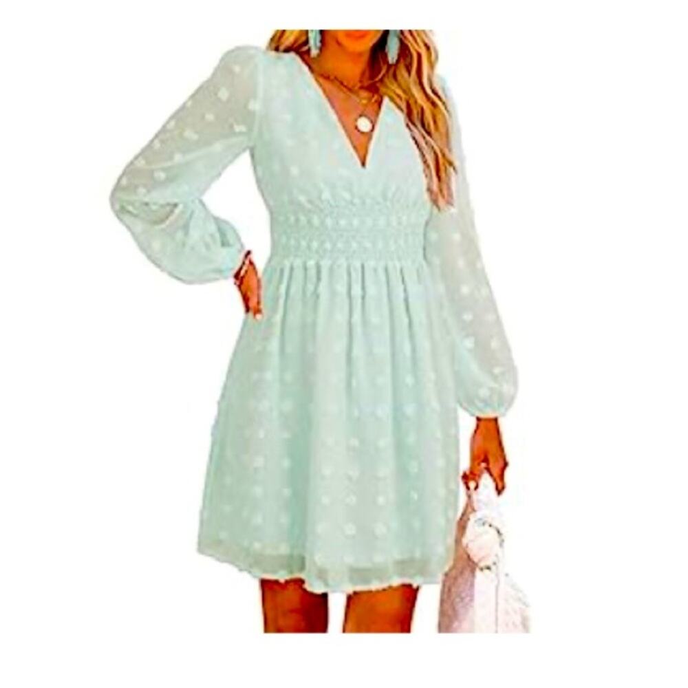 NWT Fashion Mint Green V Neck a line mini dress XL